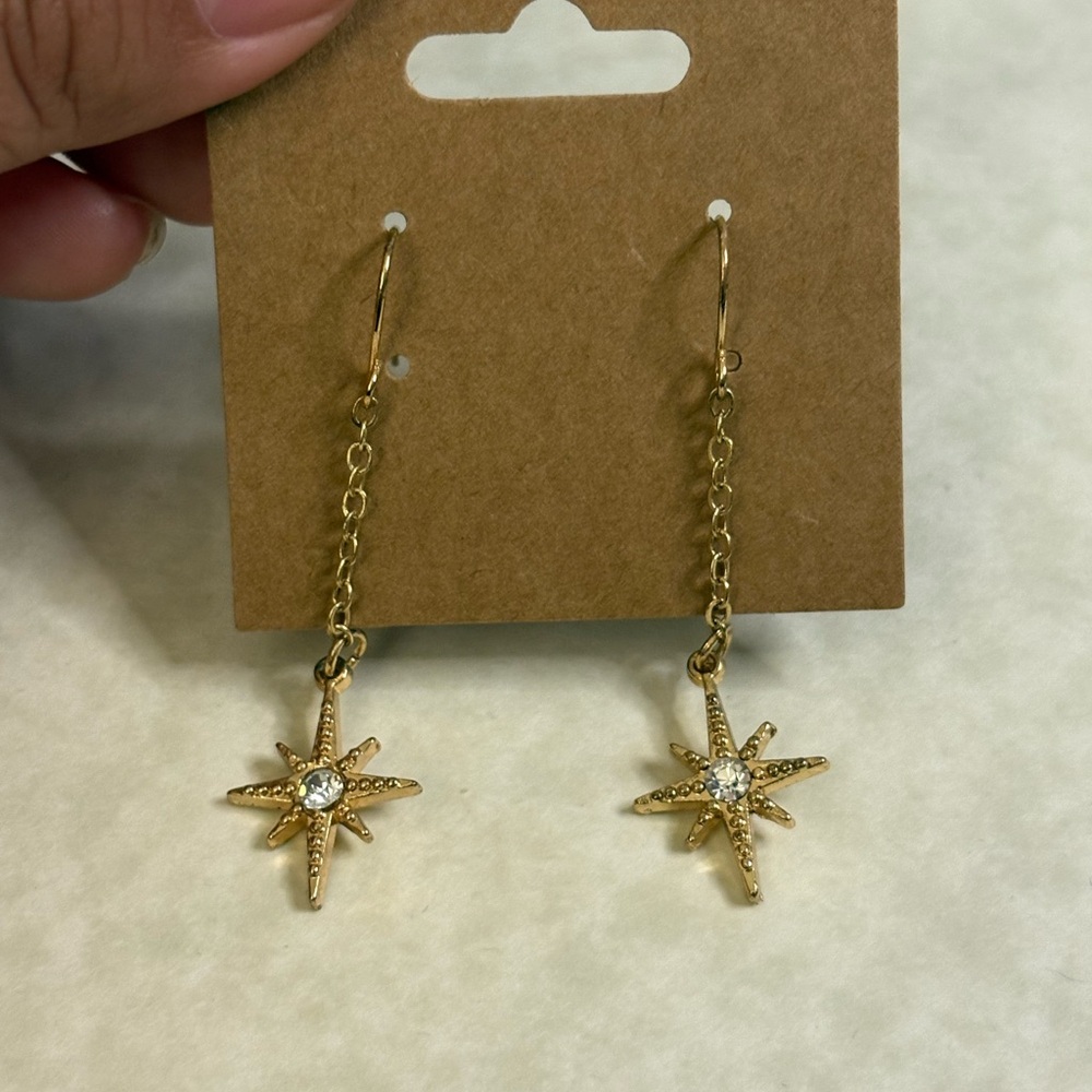 Gold Starburst Drop Earrings